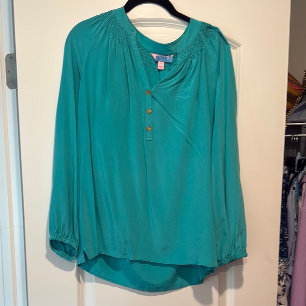 Lilly Pulitzer Teal Elsa Top
